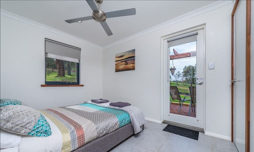 Comfortable queen bedroom at Bindoon Valley Escape