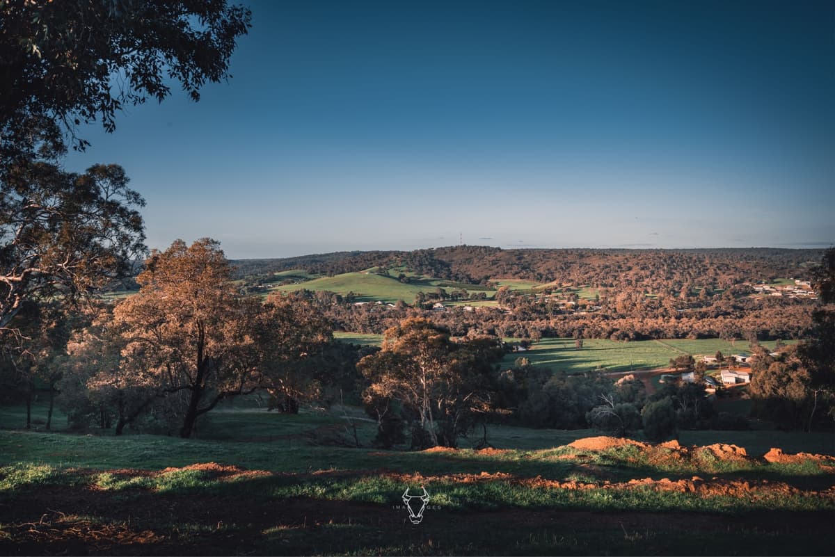 Panoramic view of Bindoon's rolling hills and countryside