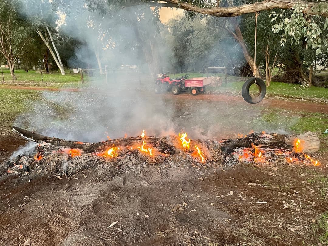 Friday evening campfire at Chittering Valley accommodation