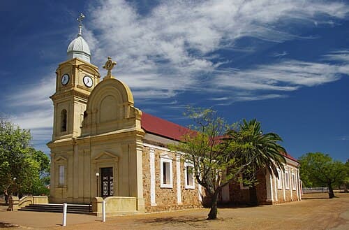 The stunning interior or exterior of the New Norcia Abbey Church, rich in art and history.